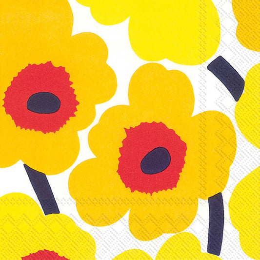 Paper Cocktail Napkins 20 ct Marimekko Unikko dark yellowm