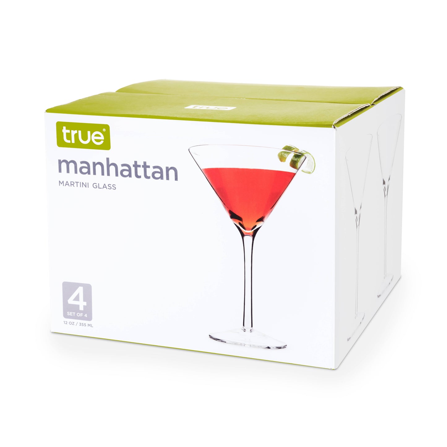 Manhattan Stemmed Glass Martini Cocktail Glasses - Set of 4