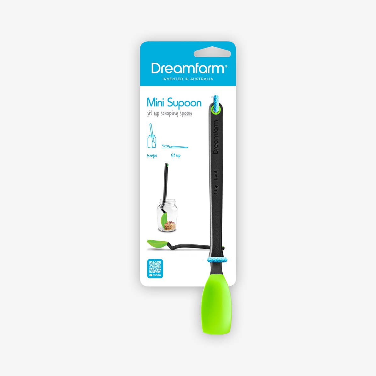 Mini Supoon® - Silicone Jar Spoon that Scrapes Clean: Dreamfarm Blue