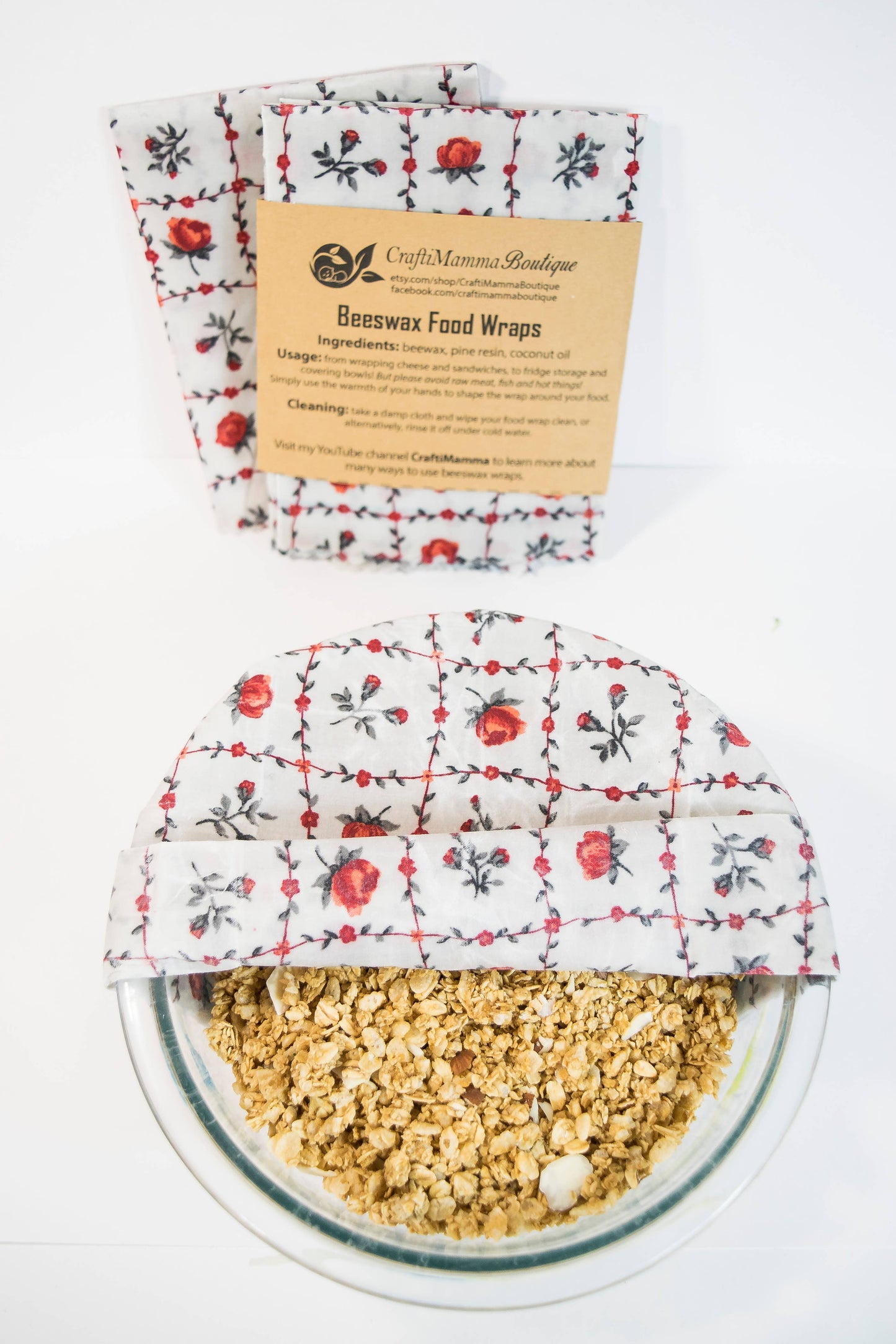 3 PACK Beeswax Food Wrap, Random Pattern, eco friendly