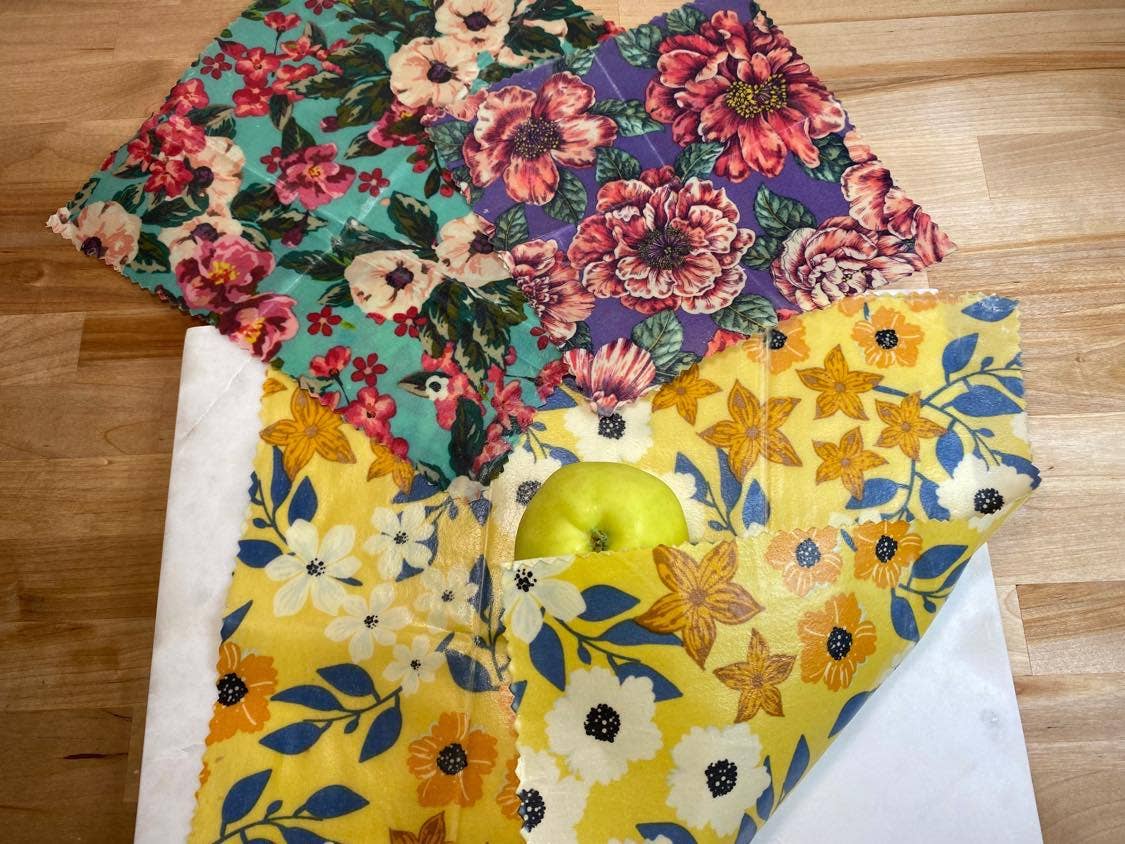 3 PACK Beeswax Food Wrap, Random Pattern, eco friendly