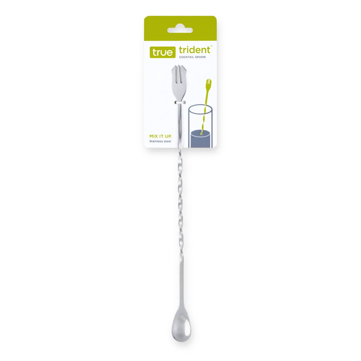 Trident 10.25" Stainless Steel Spiral Cocktail Spoon/Fork: Silver / 201 Stainless Steel