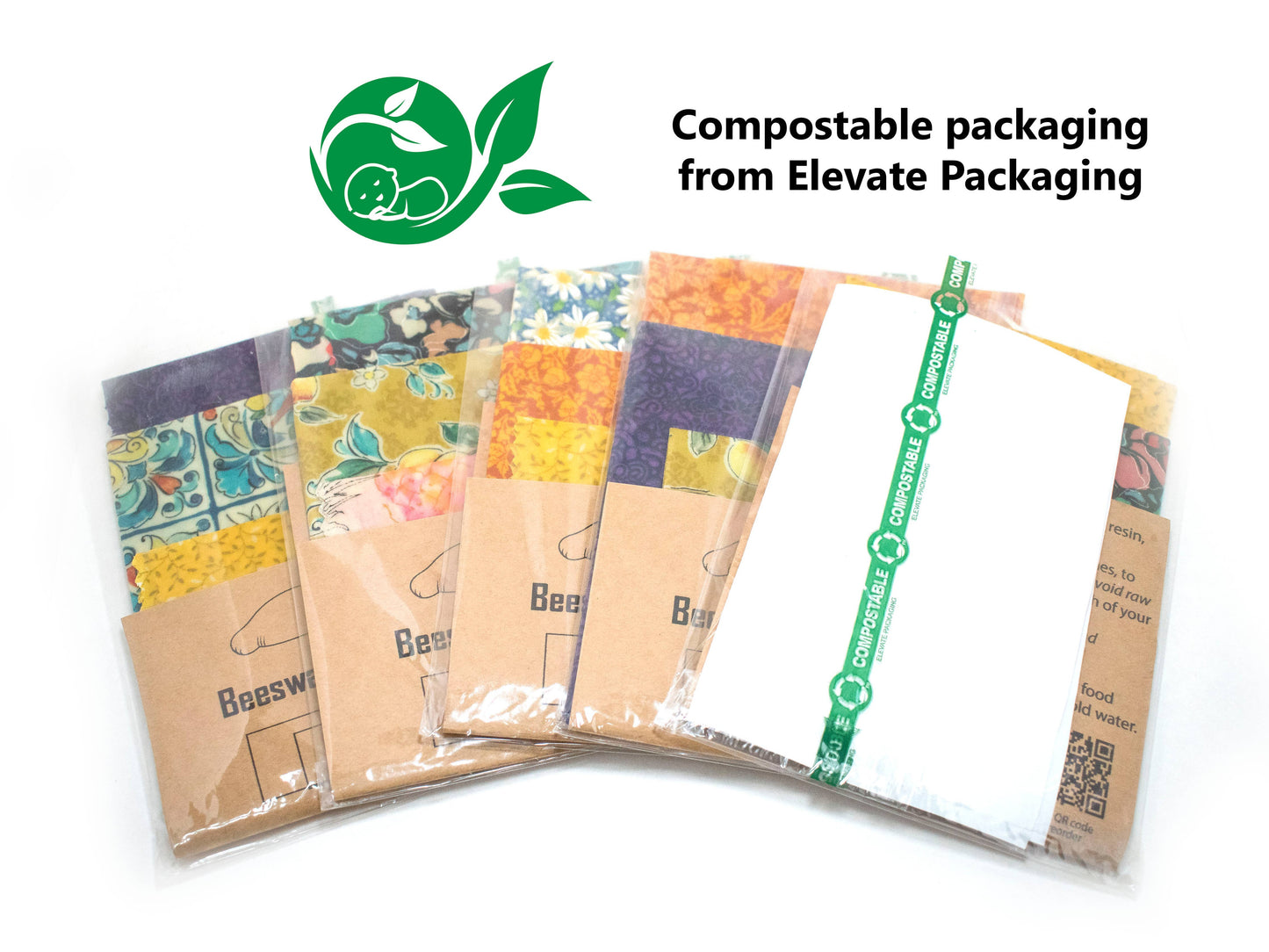 3 PACK Beeswax Food Wrap, Random Pattern, eco friendly