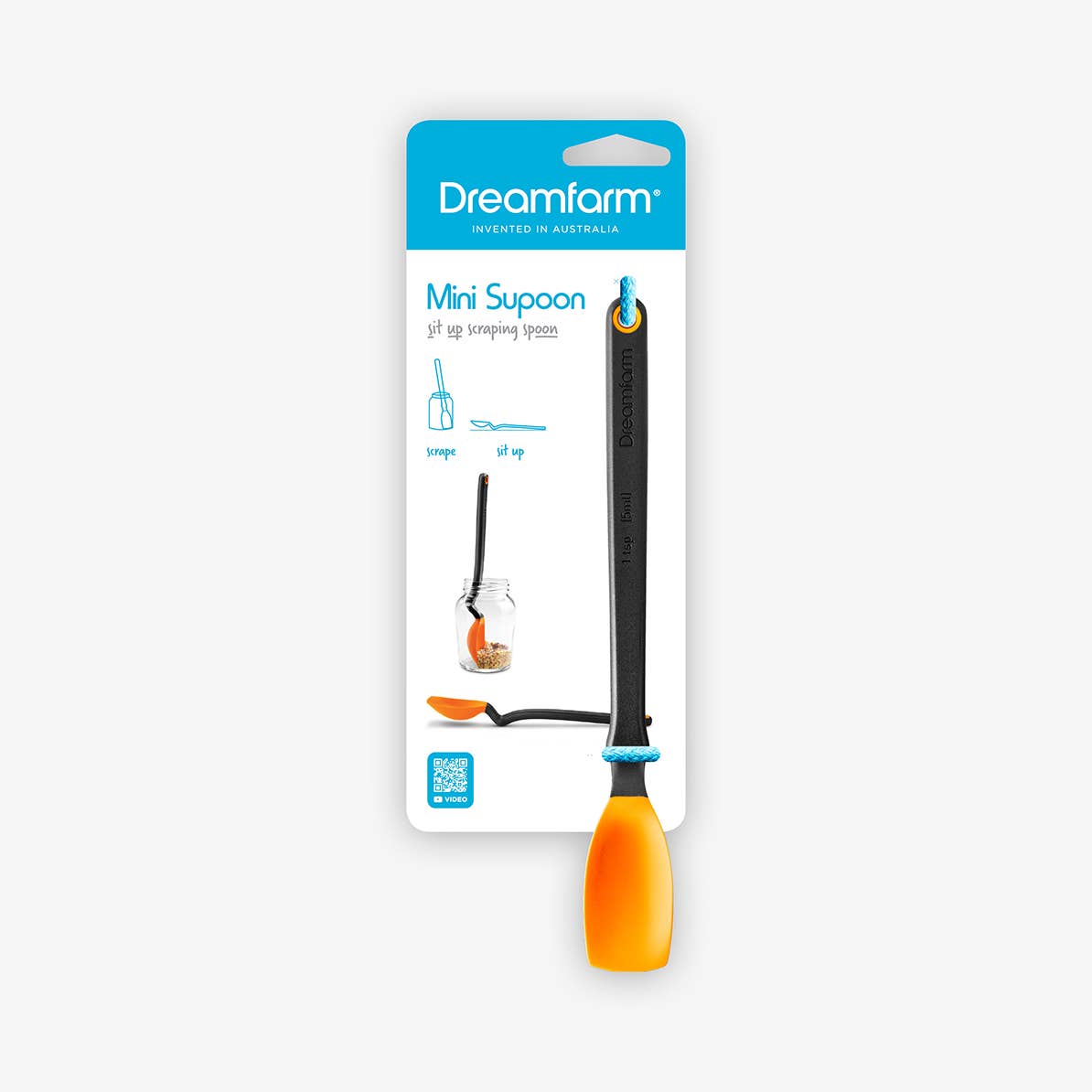 Mini Supoon® - Silicone Jar Spoon that Scrapes Clean: Dreamfarm Blue