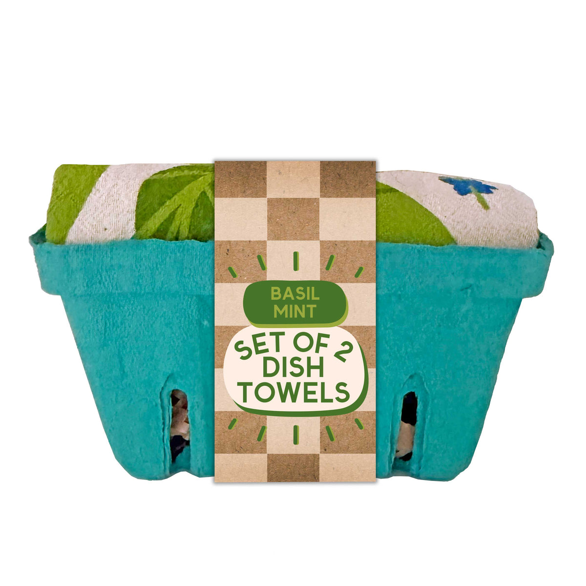 FRESH HERBS (Basil, Mint) - Tea Towel Set of 2