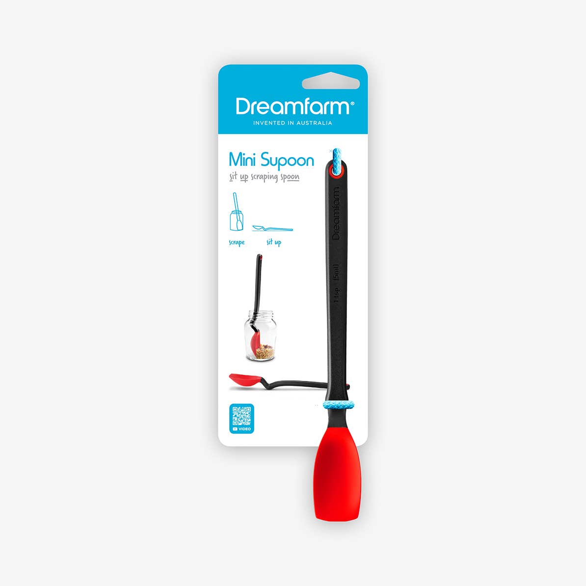 Mini Supoon® - Silicone Jar Spoon that Scrapes Clean: Dreamfarm Blue