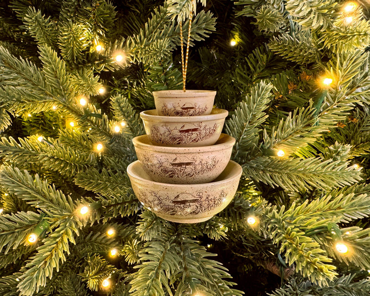 Mini Pyrex-Inspired Bowl Ornament | Retro Christmas Decor: Snowflake Blue