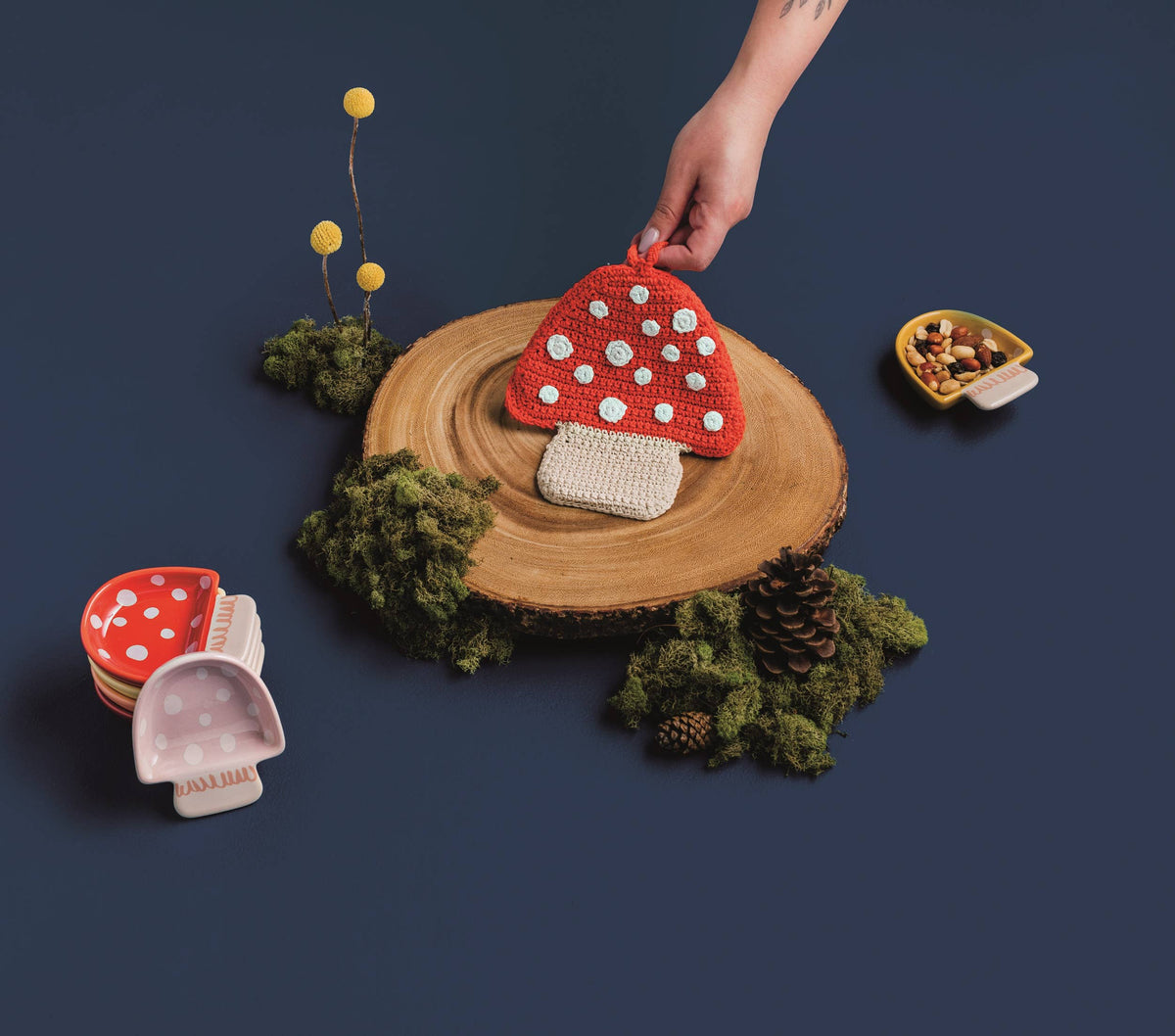 Toadstool Crochet Trivet: Red