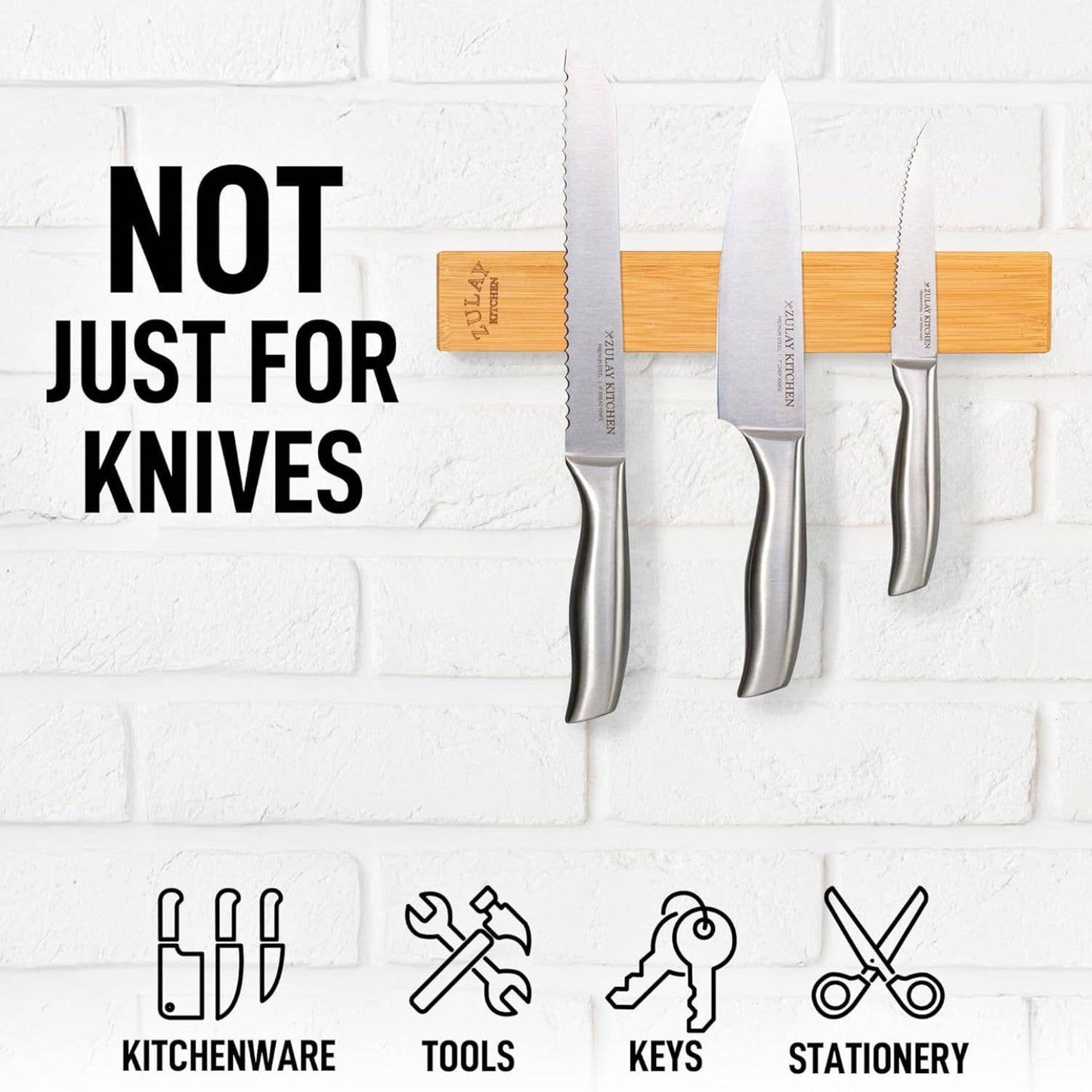 Magnetic Knife Holder - Powerful Wood Magnetic Knife Strip: Bamboo