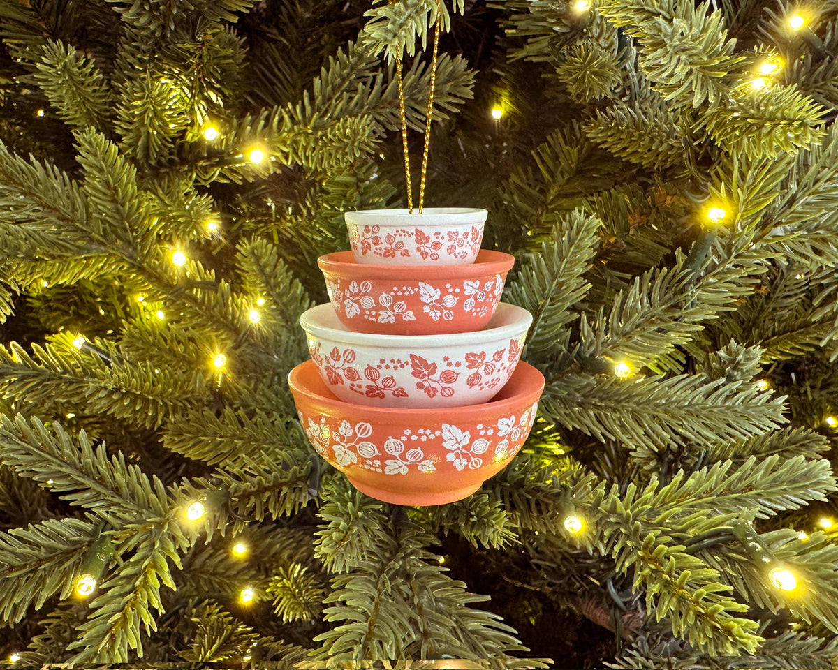 Mini Pyrex-Inspired Bowl Ornament | Retro Christmas Decor: Snowflake Blue