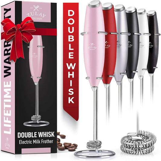 Zulay Double Whisk Milk Frother Handheld Mixer: Cotton Candy