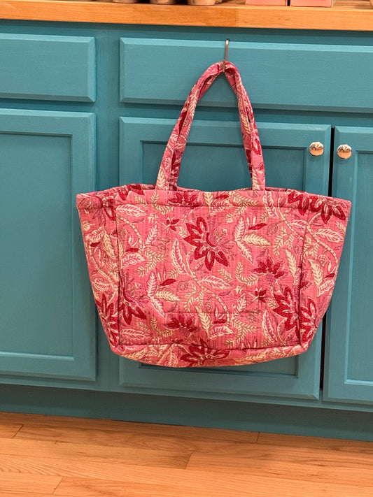 Floral Reversible Pink Tote