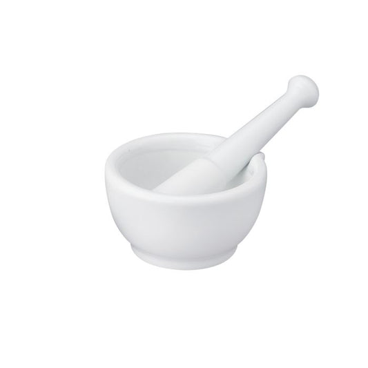 HIC Kitchen Fine Porcelain Mortar with Pour Spout and Pestle