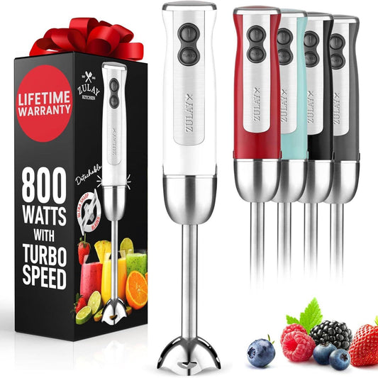 Powerful Immersion Blender Handheld - 800W  : White