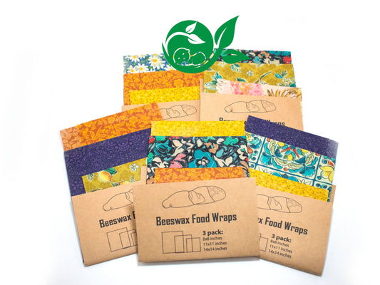 3 PACK Beeswax Food Wrap, Random Pattern, eco friendly