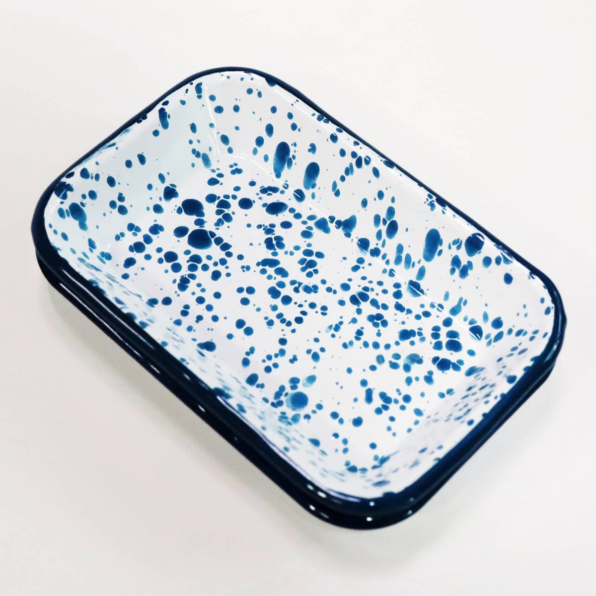 Enamel soap dish in blue marble