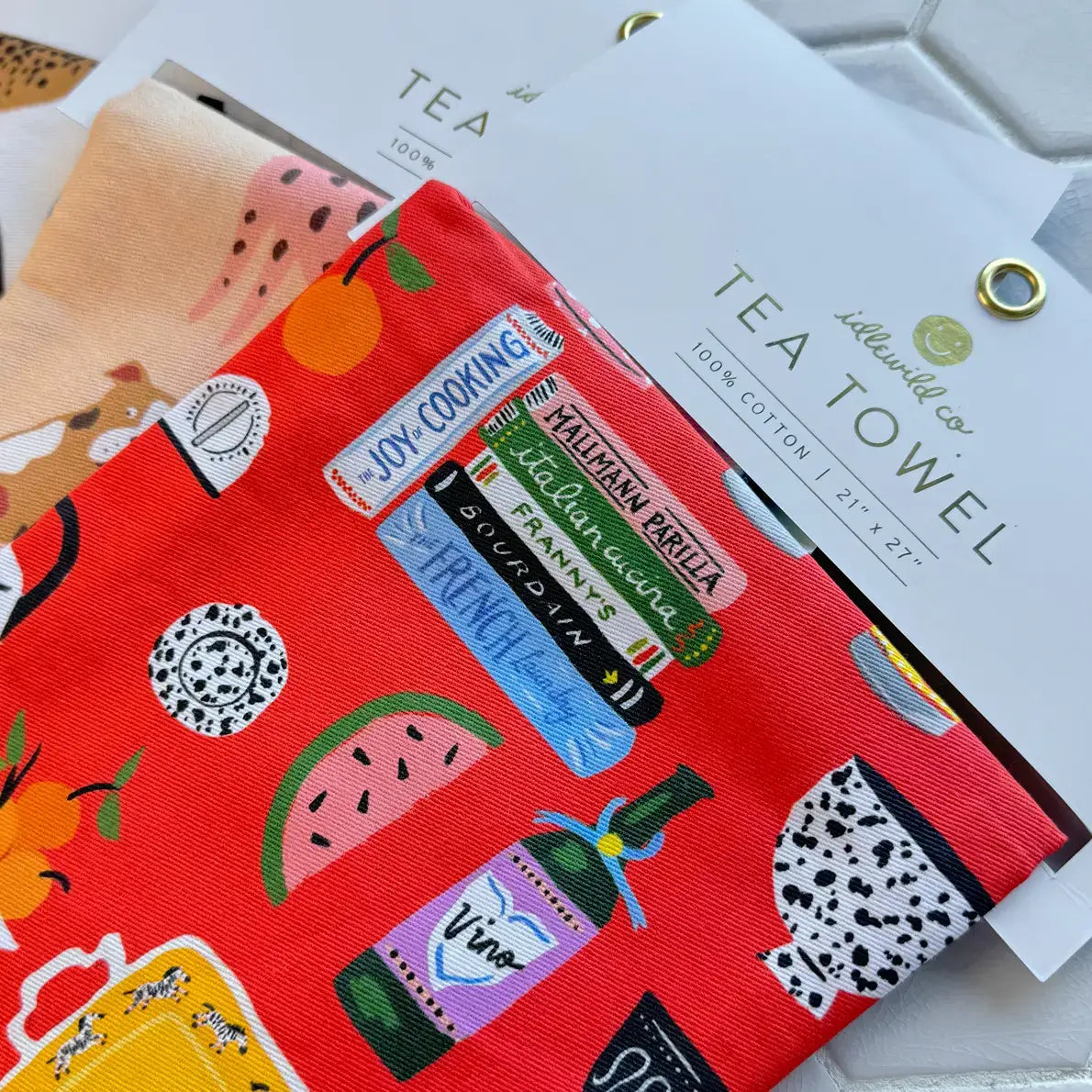 Kitchen Shelf Cotton Tea Towel with Embroidered Detail
