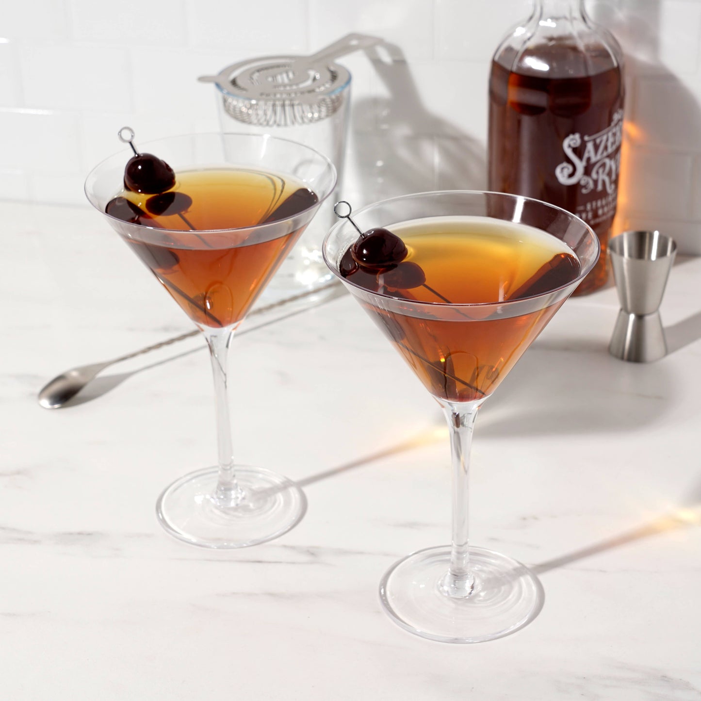 Manhattan Stemmed Glass Martini Cocktail Glasses - Set of 4