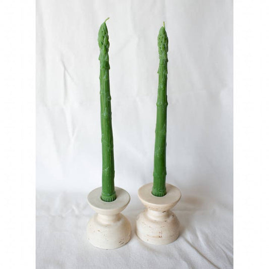 Beeswax Asparagus Candle Taper Pair (2)