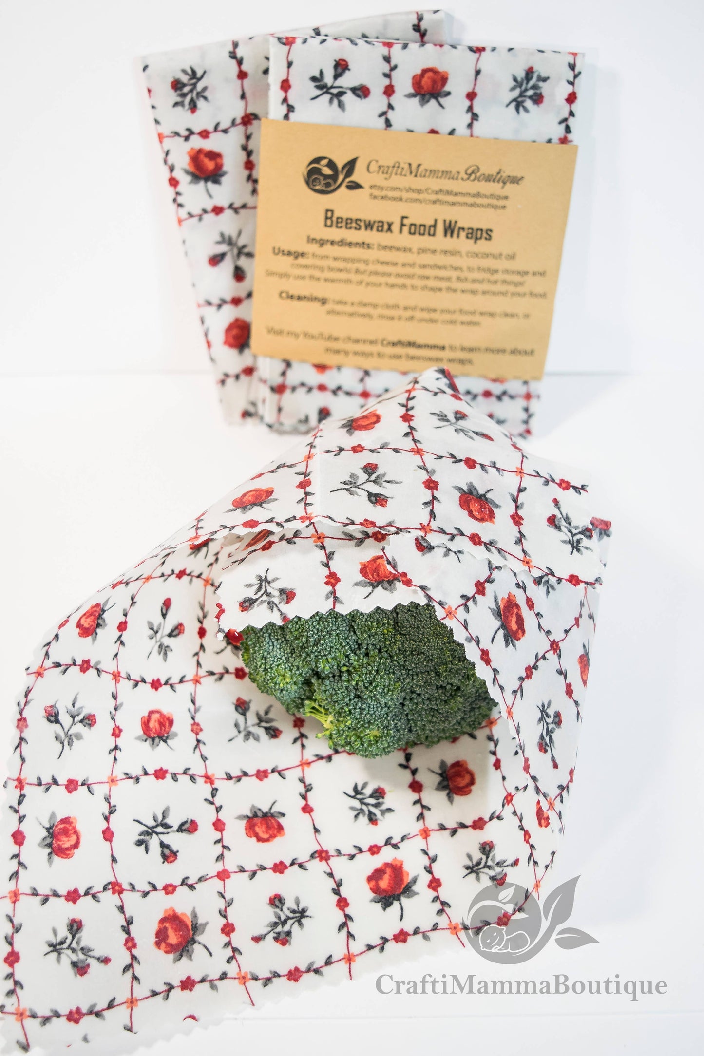 3 PACK Beeswax Food Wrap, Random Pattern, eco friendly