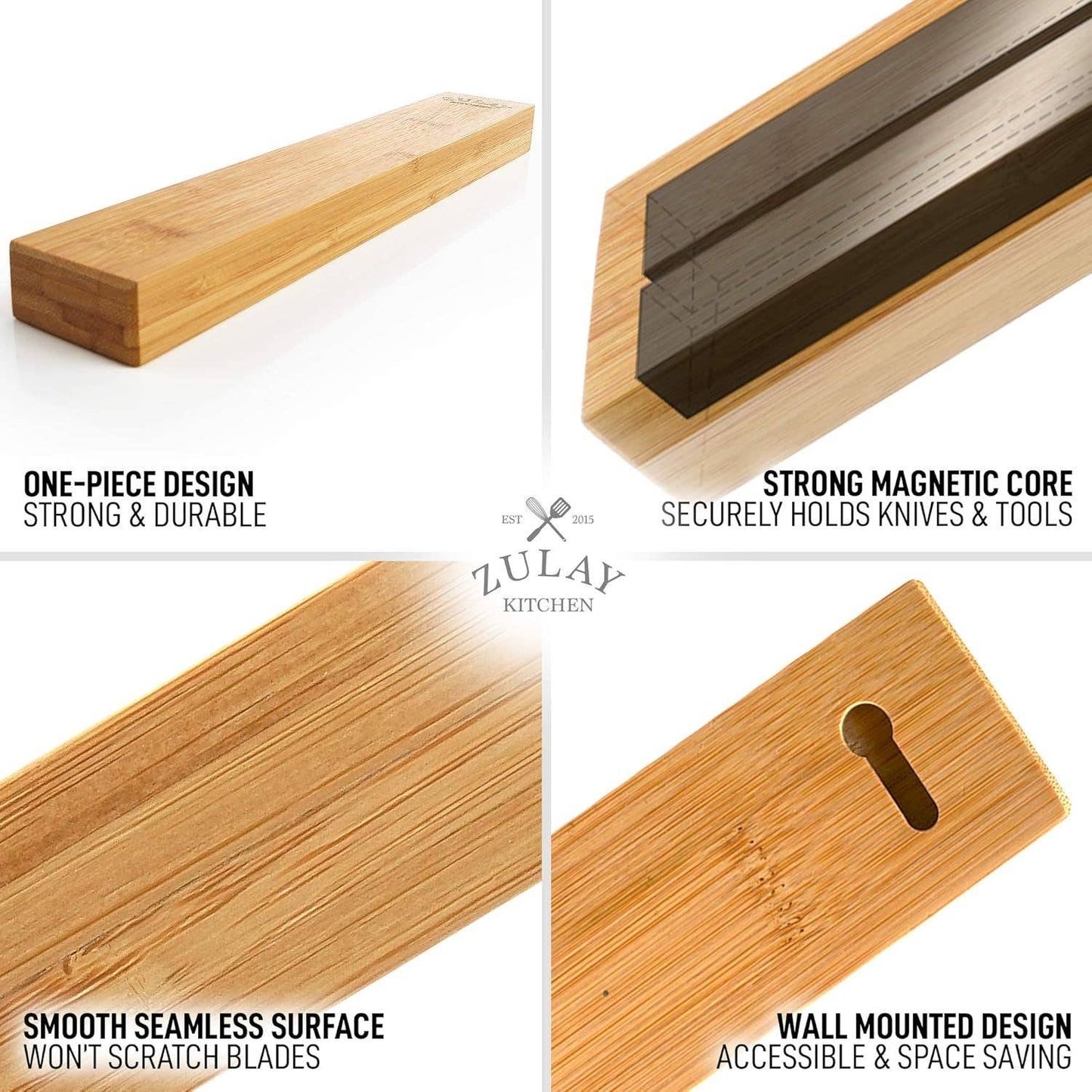Magnetic Knife Holder - Powerful Wood Magnetic Knife Strip: Bamboo