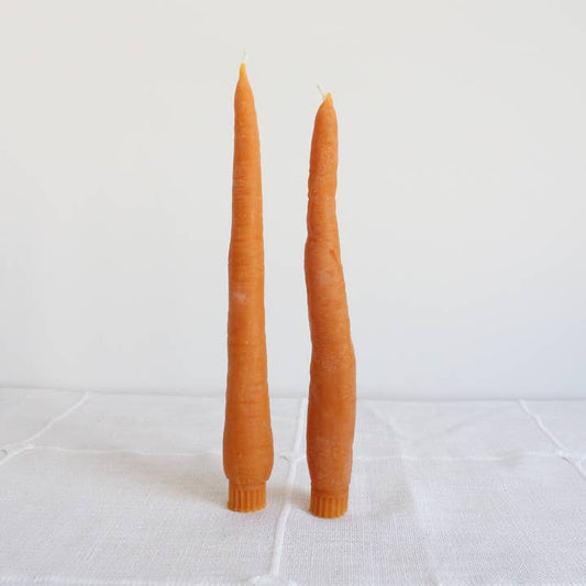 BEESWAX CARROT TAPER CANDLE PAIR - 2