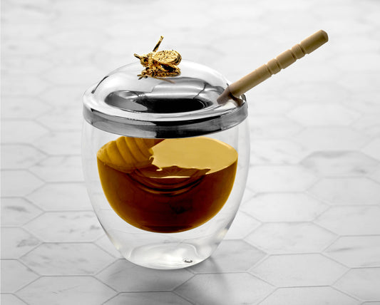 Double Wall Honey Dish - Bee, Pomegranate, Apple: Apple