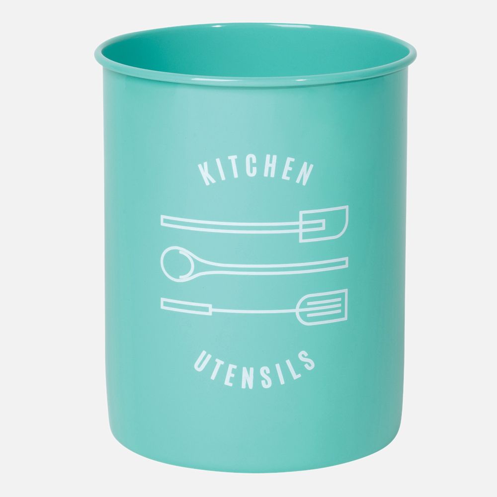 Utensil Crock Tin Turquoise