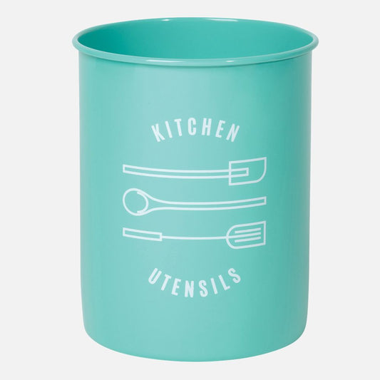 Utensil Crock Tin Turquoise