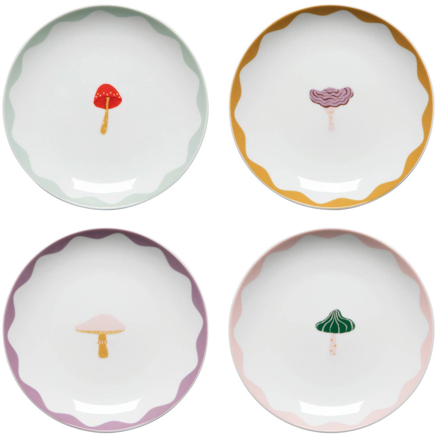 Mushroom Gems Appetizer Plates Set of 4: Off-White