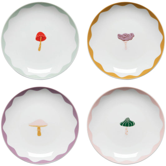 Mushroom Gems Appetizer Plates Set of 4: Off-White