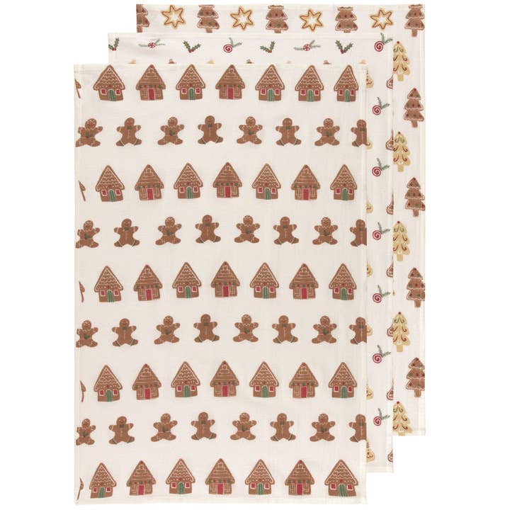Bakers Flour Xmas Cookies Tea Towel Set of 3
