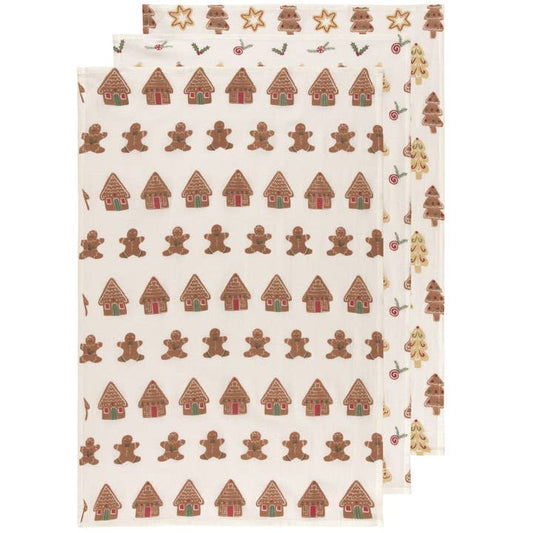 Bakers Flour Xmas Cookies Tea Towel Set of 3