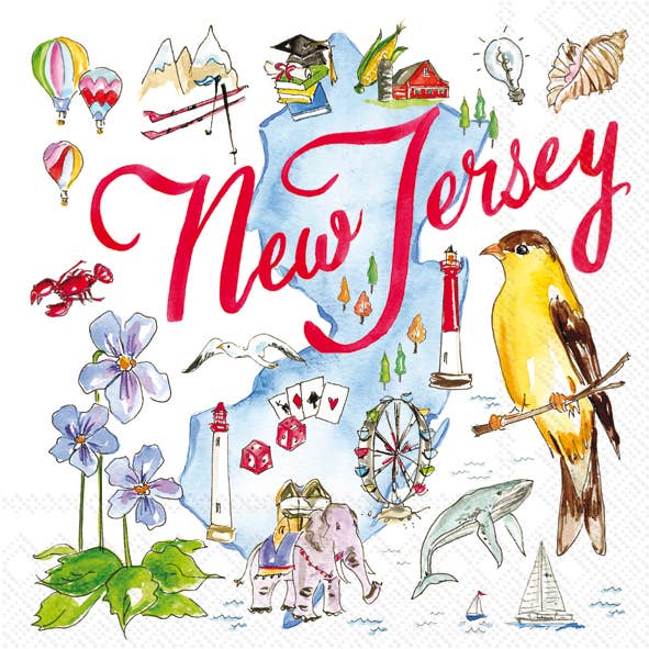 Paper Cocktail Napkins 20 ct NJ NEW JERSEY State Collection