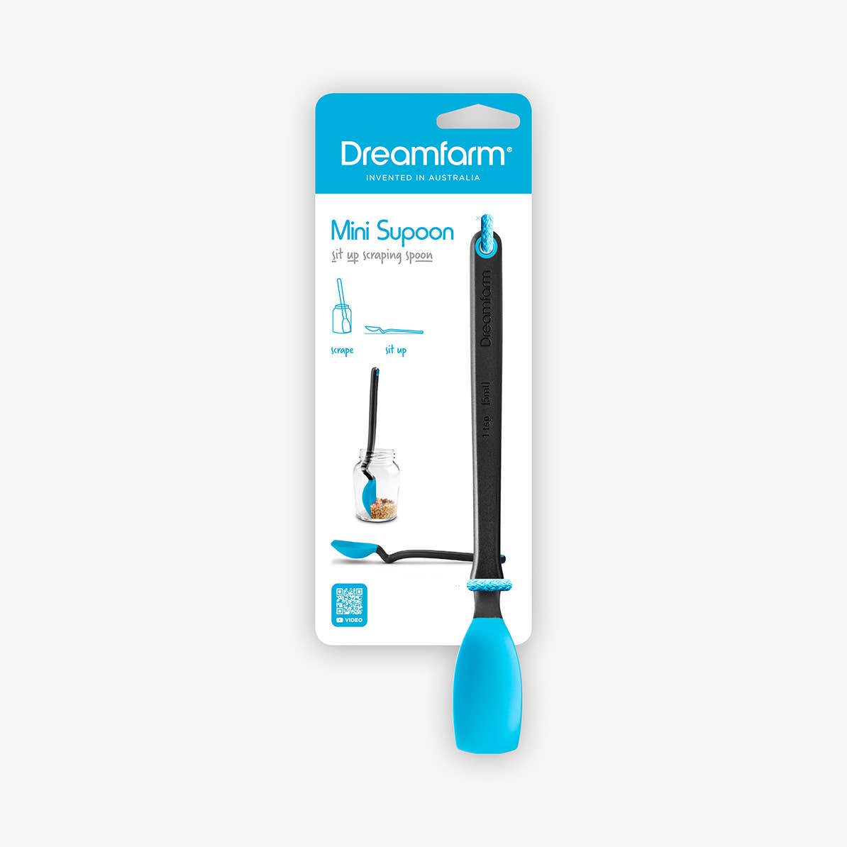 Mini Supoon® - Silicone Jar Spoon that Scrapes Clean: Dreamfarm Blue