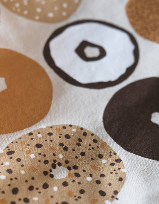 Bagels Canvas Tote Bag with Vegan Leather Handle